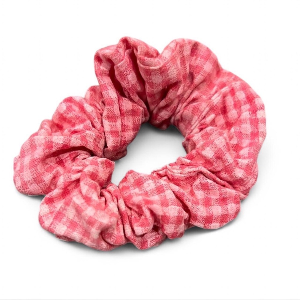 Vintage Y2K Pink Gingham Scrunchie Hair Tie